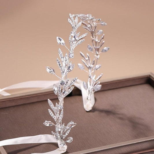 Fashion New Crystal Silver Color Tiara Crowns Leaf Rhinestone Wedding Headbands Hairbands Bridal Women Hair Jewelry Gorgeous Hair Accessories For Women