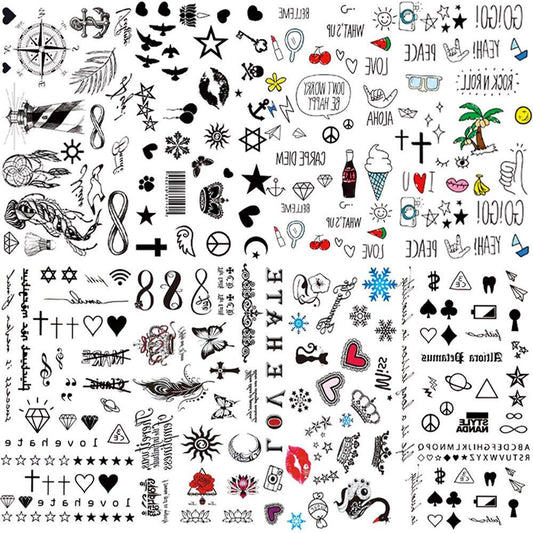 Fashion Small Sexy Black Temporary Waterproof Tattoo Cute Star Heart Tattoos Sticker Body Finger Tattoo For Kids Womens