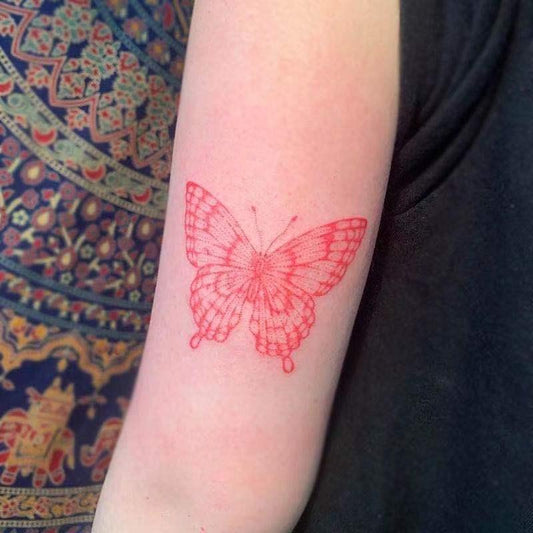 Fashion Tattoo Red Butterfly Stickers Waterproof For Arm Waist Leg Temporary Womens Tattoo