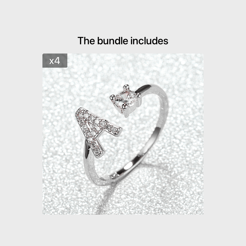 Popular Fashion Silvery AZ Letter Ring Initials Wedding Love Couple Rings Bridesmaid Gift
