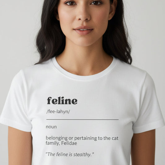 Feline Definition Women's Softstyle Tee – Minimalist Cat Lover Shirt