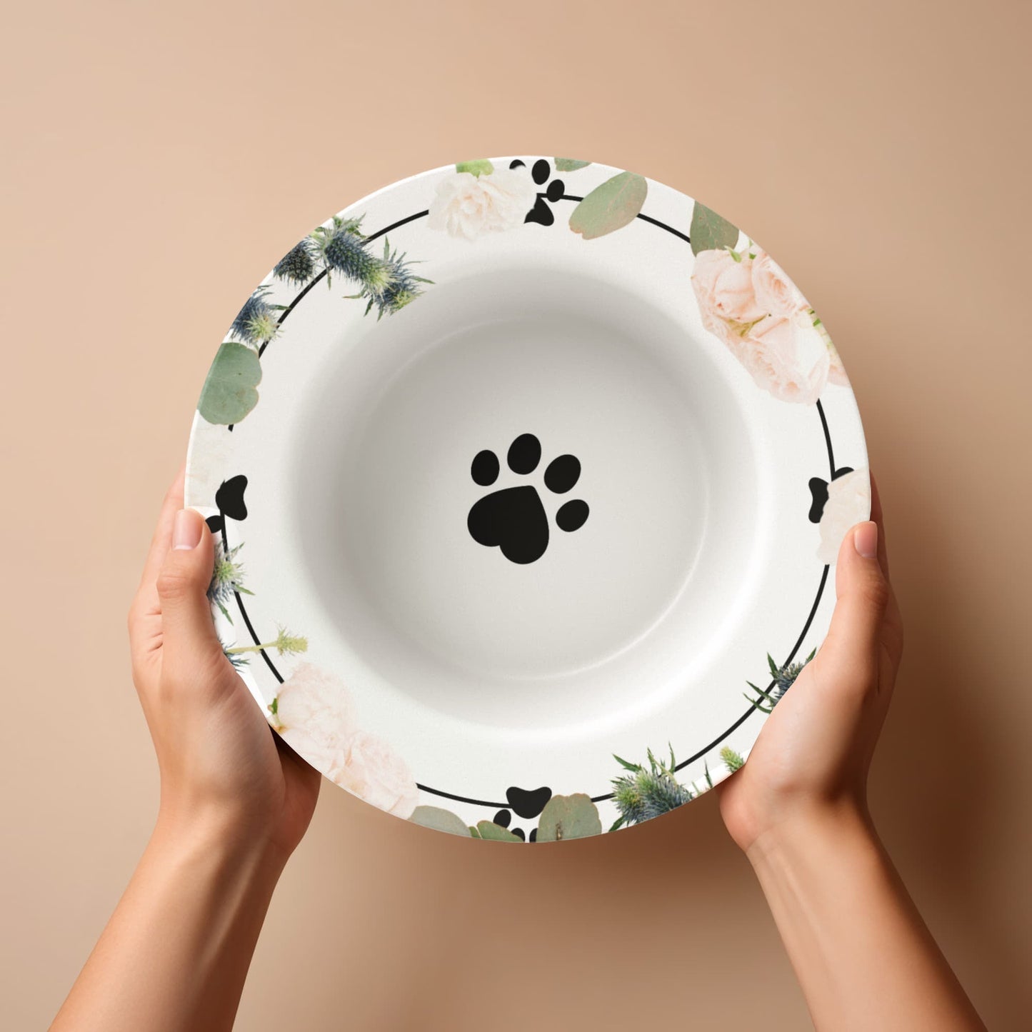 Floral Cat Paw Collectible Bowl for Cat Lovers