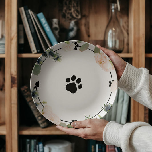 Floral Cat Paw Collectible Plate