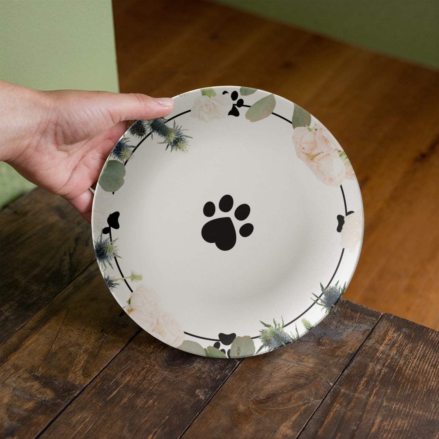 Floral Cat Paw Collectible Plate
