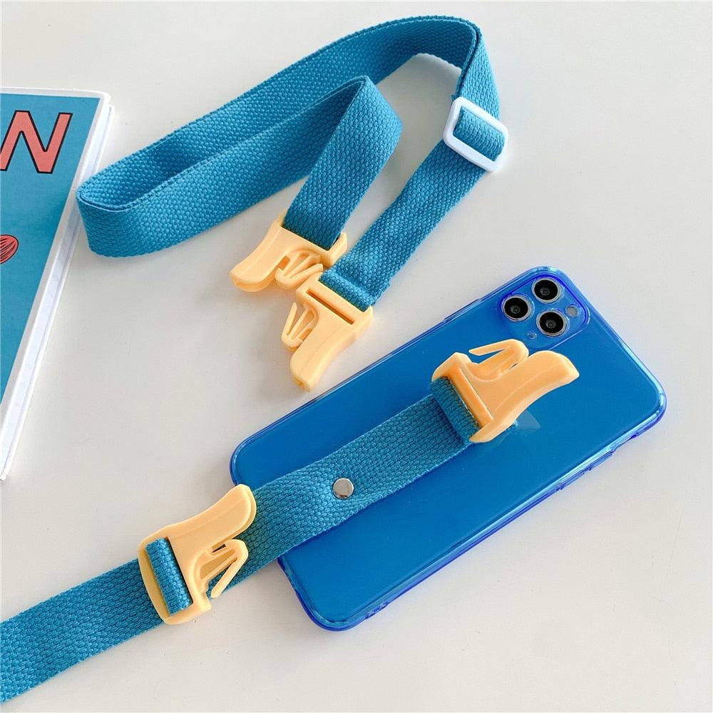 Fluorescent Sports Smartphone Case Bright Color Silicone Simple Soft Protective Cover Mobile Strap Wrist Crossbody Phone Case For iPhone 13 12 11 Pro XR XS Max X 8 7 Plus SE2 Strap Soft Silicon Phone Cover