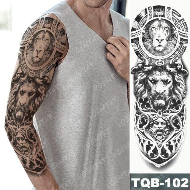 Full Women Man Realistic Waterproof Temporary Tattoo Tiger Stickers Luxury Big Design For Arm Thigh