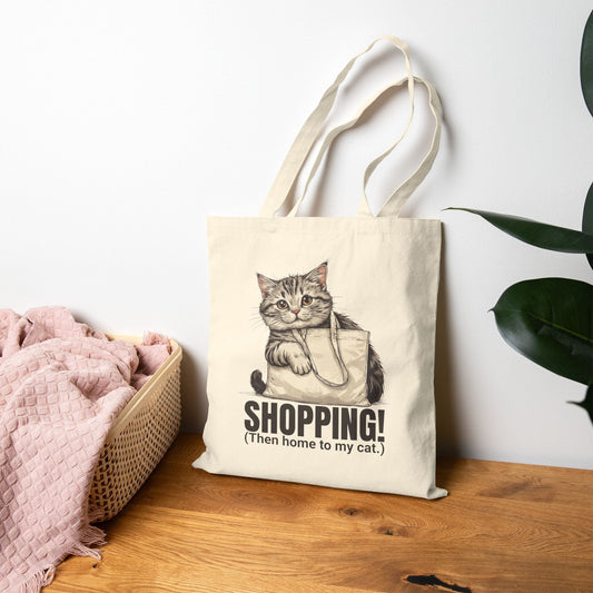 Funny Cat Shopping Tote Bag