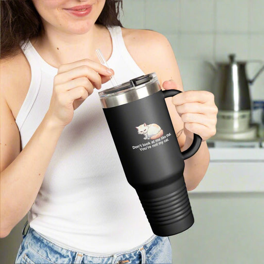 Funny Insulated Travel Mug - 40oz Cat Humor