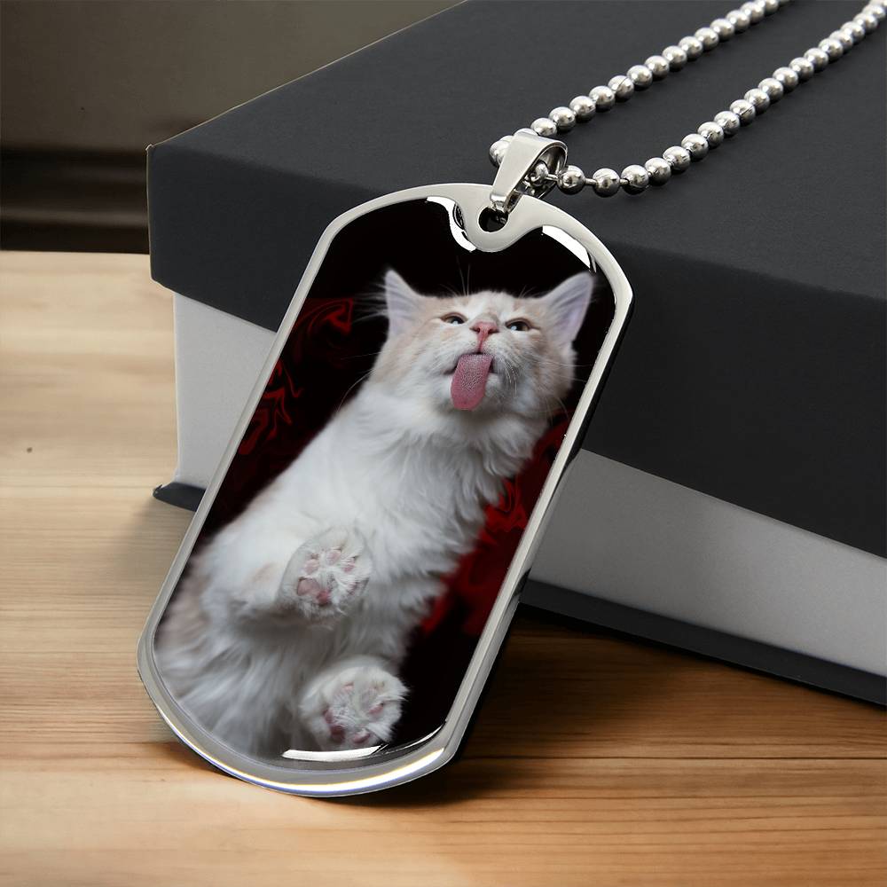 Fuzzy Kitty Dog Tag Necklace – Silly Fluffy Cat Pendant