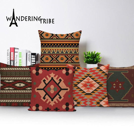Geometric Throw Pillow Cover Cotton/Linen Brown Cushion Covers Decorative Comfortable Pillow Case For Home Decor Modern Square Cotton Linen Cushion Covers for Sofa Couch and Outdoor Décor 45x45cm