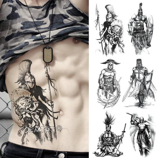 Gladiator Temporary Tattoo Sticker Flower Waterproof Big Modern Womens Mens Body Tattoo Luxury Design