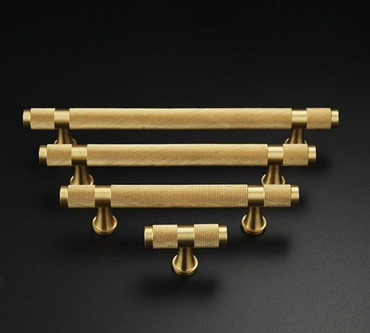Golden Brass Knurled Textured Simple Kitchen Cabinet handle And Handles Drawer Pulls Bedroom Door Knobs  Cupboard Bathroom Door Handles Brushed Brass Pulls For Cabinets