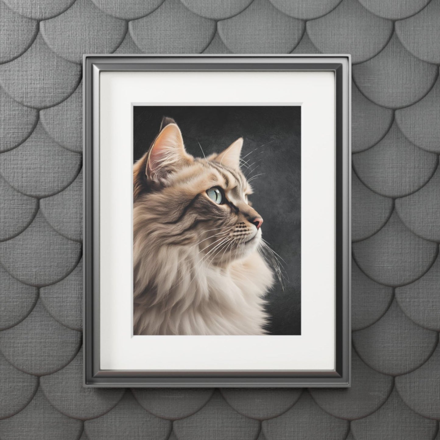 Gray Kitty Fine Art Print with Passepartout Frame