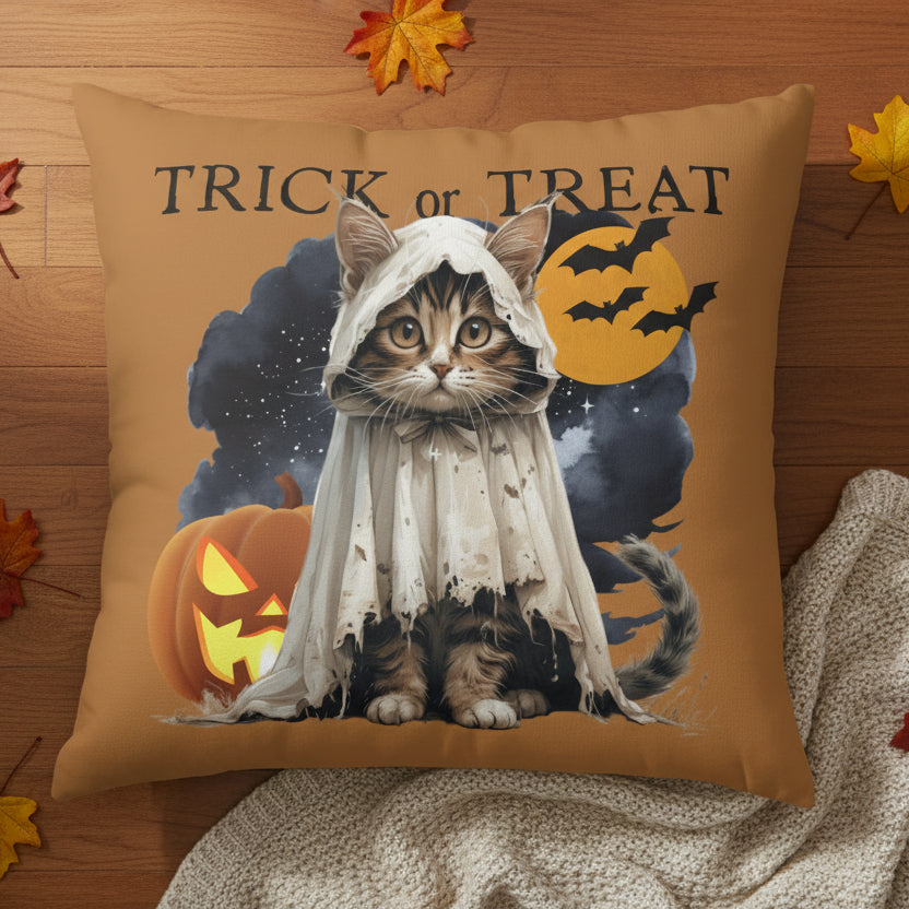 Halloween Square Cat Floor Pillow for Cozy Holiday Decor