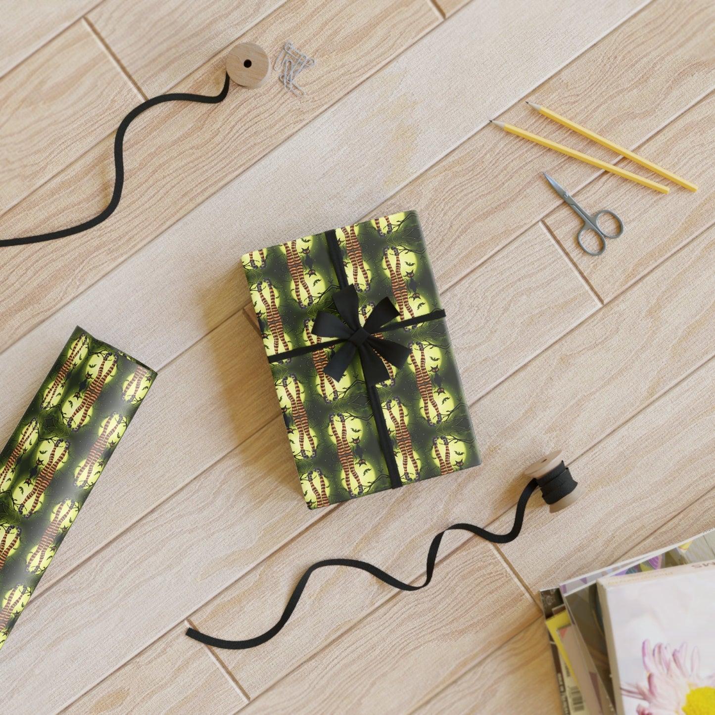 Halloween Cat Gift Wrapping Paper Roll - Perfect for Cat Lovers