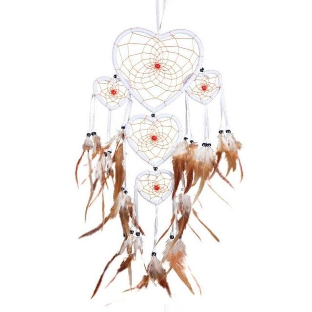 Handmade Dream-catcher Traditional Heart Dream Catching Ornaments Feather Ornaments Wall Car Hanging Wind Chimes Ornaments Home Hanging Room Birthday Decoration For Mom Pendants Ornaments