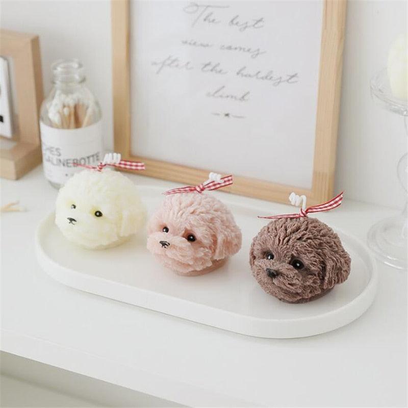Handmade Scented Candles Creative Teddy Dog Candles Cute Bear Birthday Candles Bear Shaped Cool Candles Scented Funky Candles Aesthetic Candles Birthday Cake Decoration Cake Topper Decor For Baby ShoweAromatherapy Teddy Bear Shape Candle Gift