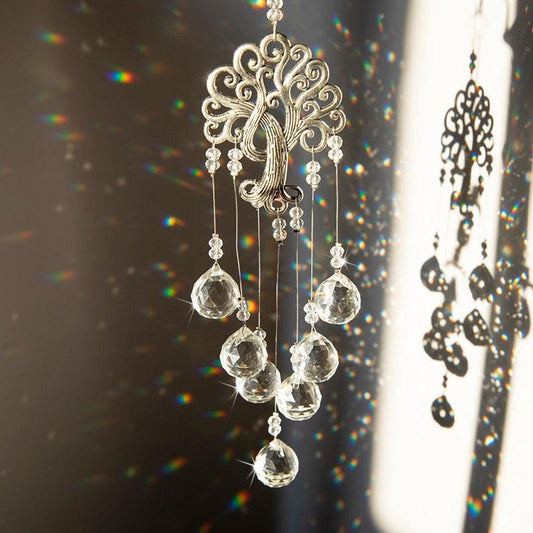 Hanging Crystal With Ball Prism Rainbow Maker Tree of Life Decor For Garden Window Rainbow Maker with Chain for Easy Hanging Outdoor Home Kids Room Window