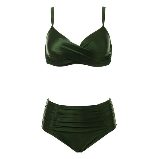 High Waist Bikinis Women Swimwear Summer Solid Color High-Grade Fabric Bikini Set Women's High Waist Swimsuit 2 Piece Bathing Suits Bikini Plus Size Swimwear Bathing Suit