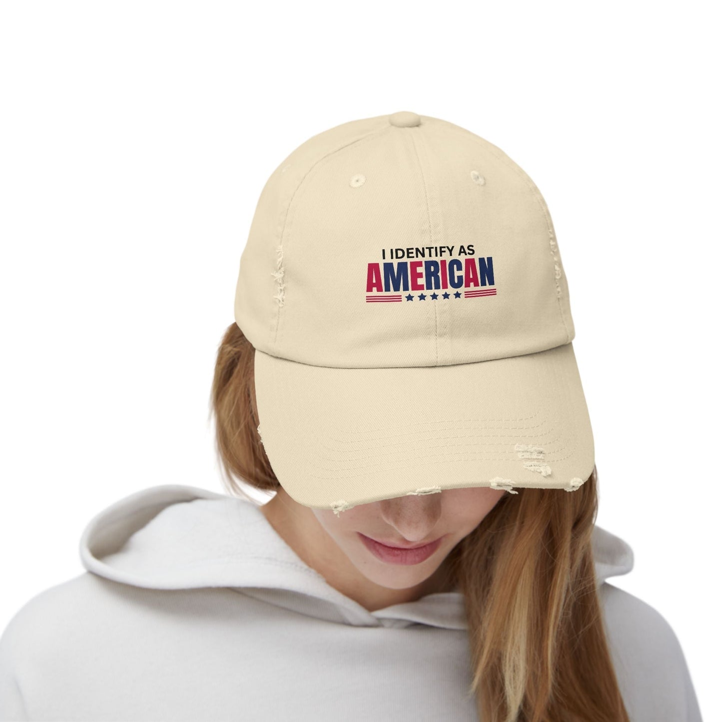 I Identify as American Unisex Distressed Cap