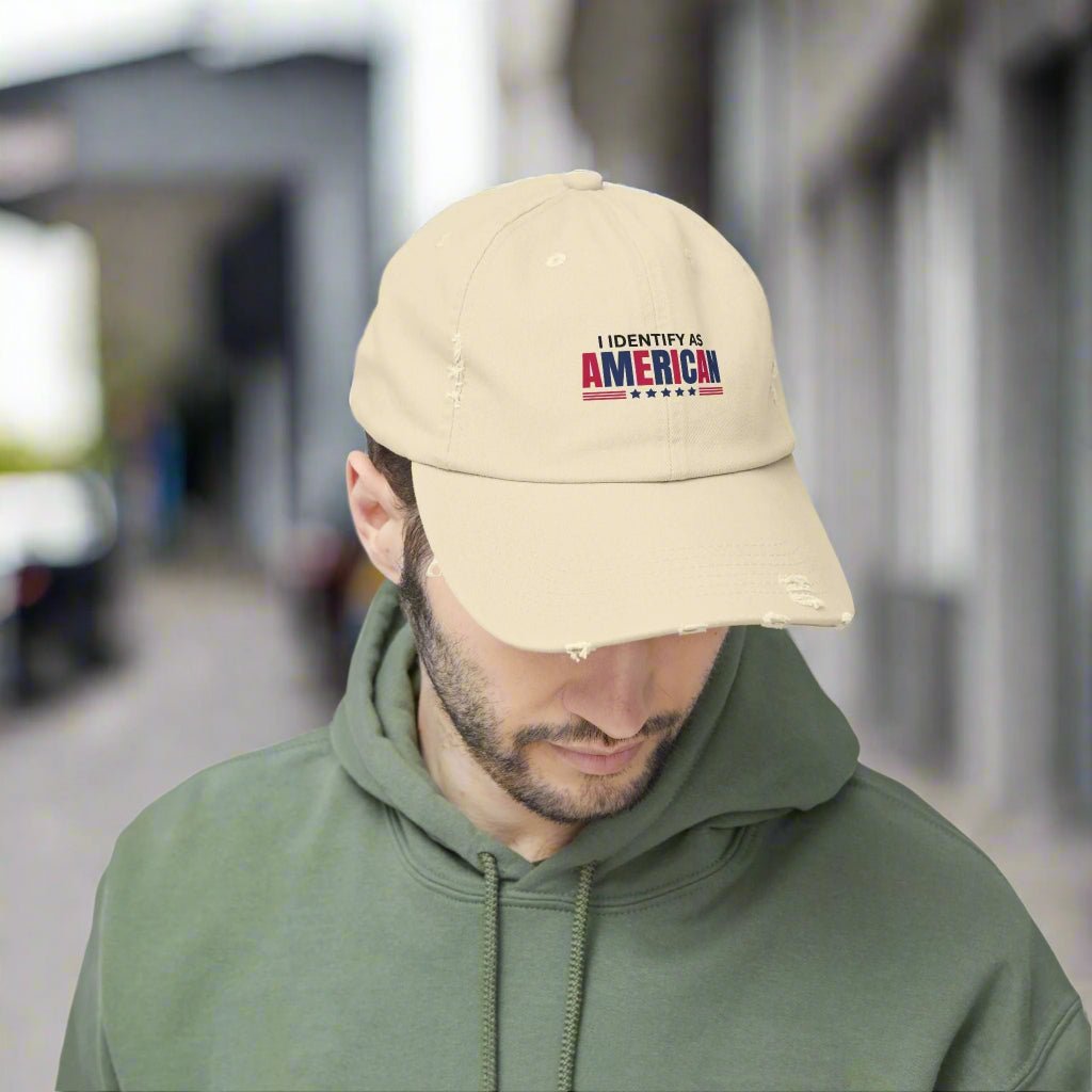 I Identify as American Unisex Distressed Cap
