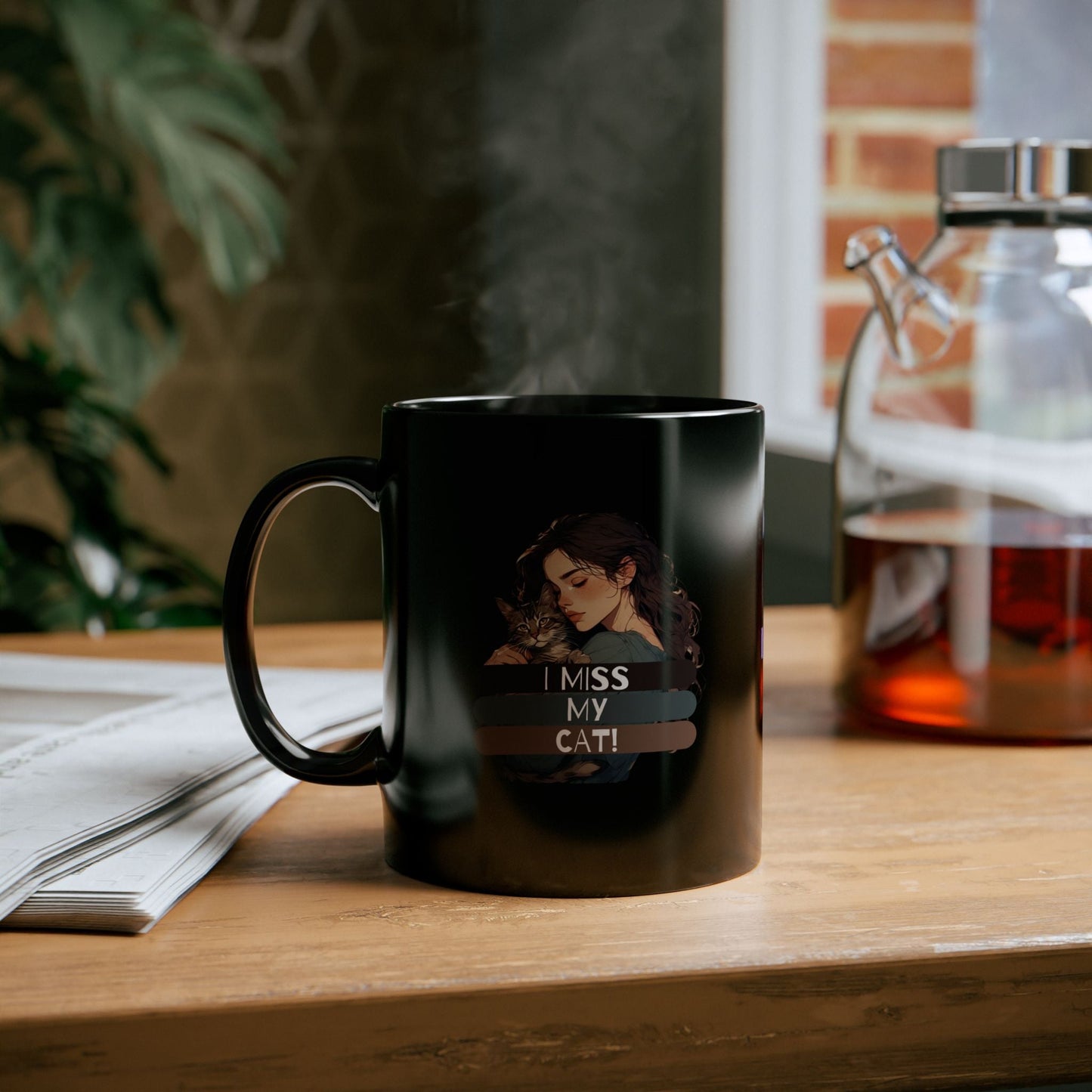 I Miss My Cat Black Mug