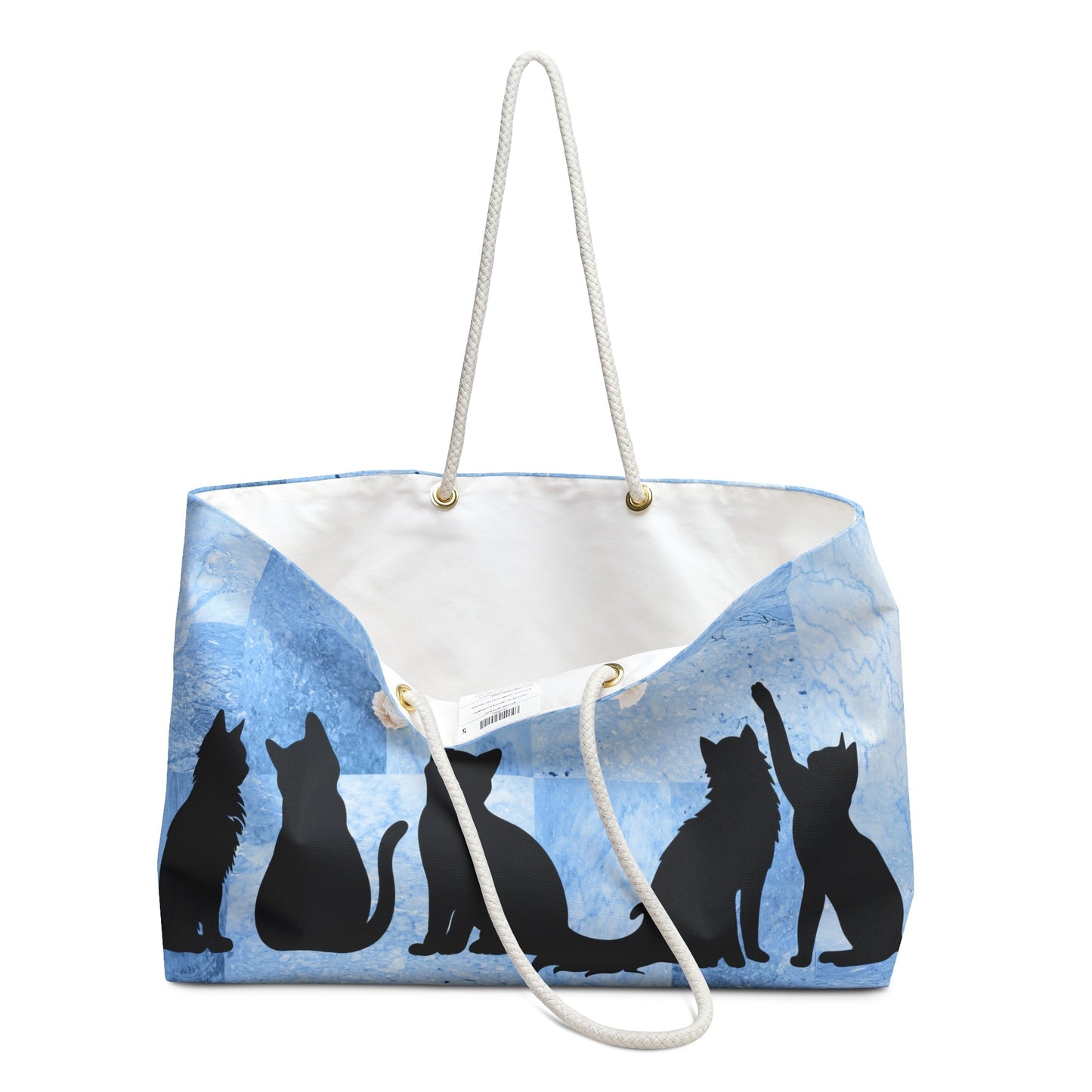 Cat Silhouette Weekender Tote Bag – Blue Cats Beach Bag