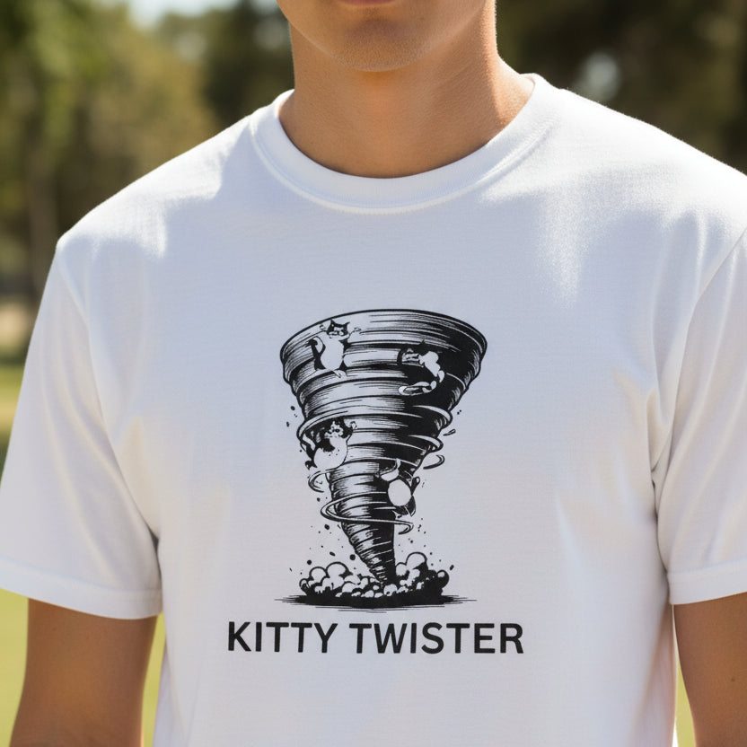 Kitty Twister Unisex Ultra Cotton Tee – Cat Tornado Funny Cat Shirt