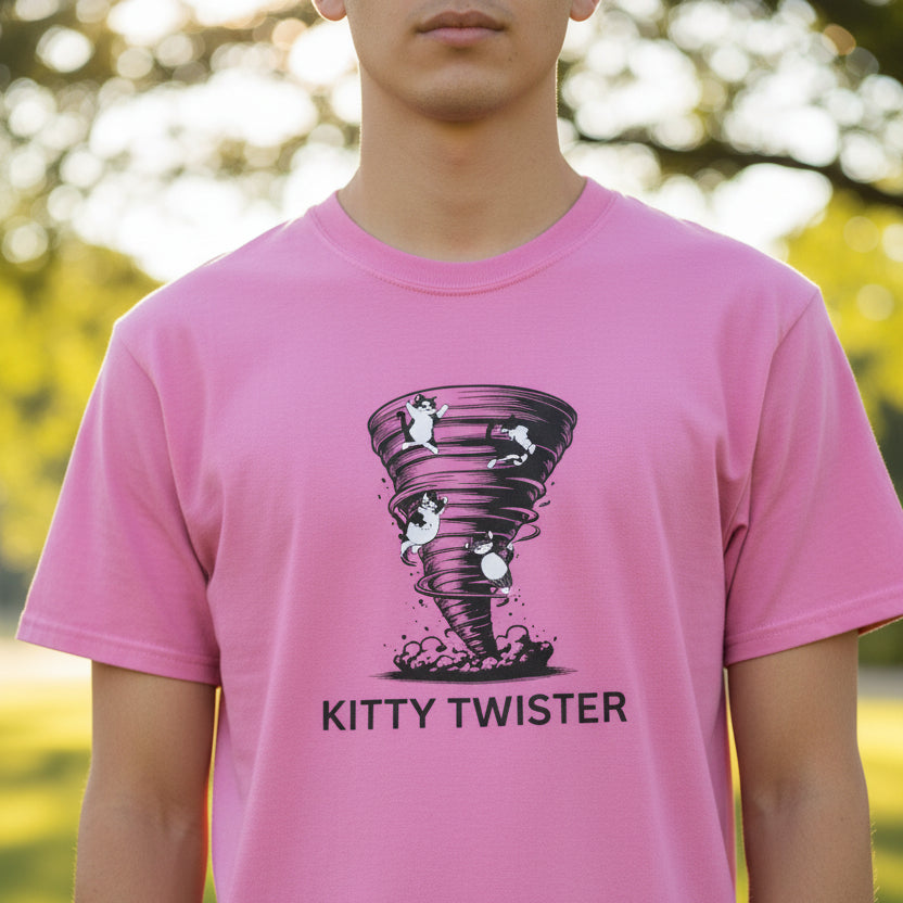 Kitty Twister Unisex Ultra Cotton Tee – Cat Tornado Funny Cat Shirt