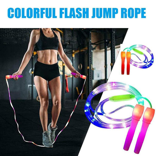 LED Luminous Kids Skipping Ropes Kids Night Exercise Fitness Training Sports Supplies Colorful Glowing Skipping Rope Handles Fast Speed Rope LED Light Up Without Tangles For Basic Jumping Training Women Kids