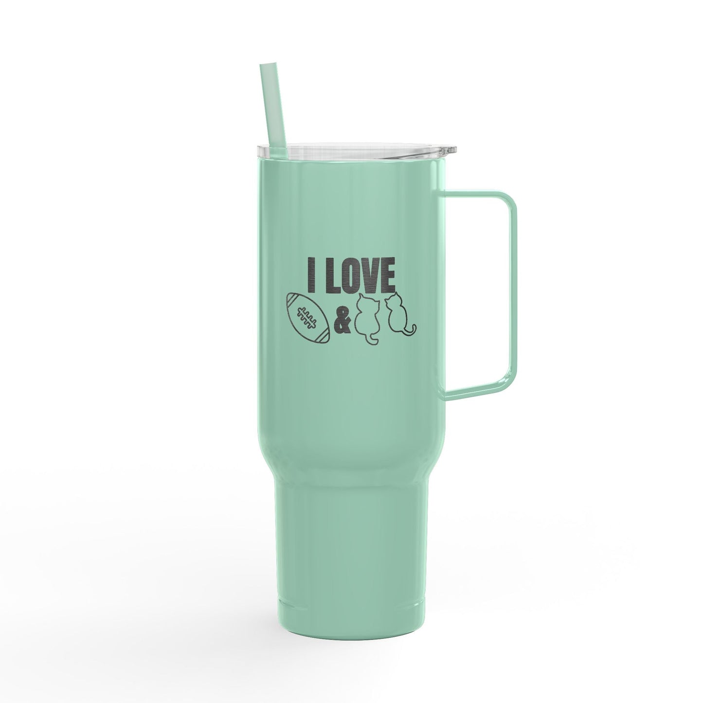 Love Football & Cats Engraved Insulated Tumbler