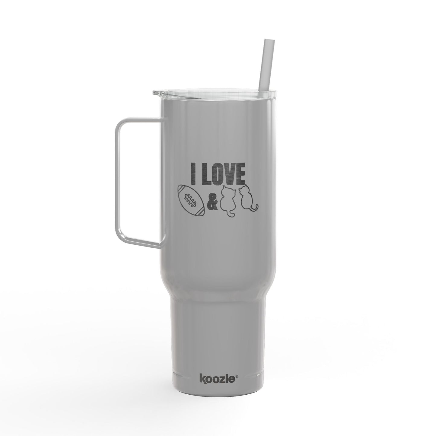 Love Football & Cats Engraved Insulated Tumbler