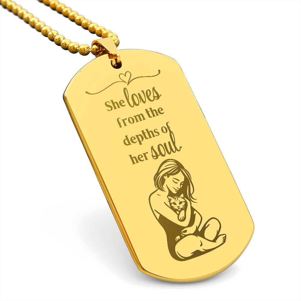 Loving Soul Engraved Dog Tag Necklace
