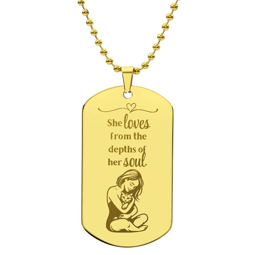 Loving Soul Engraved Dog Tag Necklace