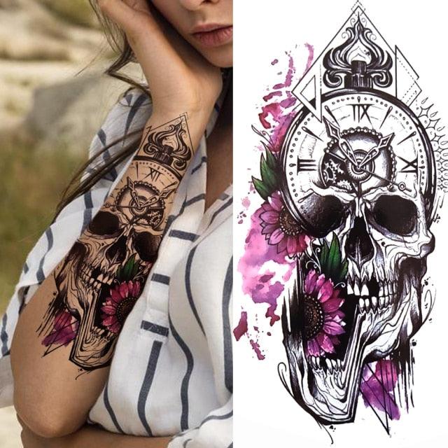 Luxury Black Forest Tiger Wolf Tattoo Sticker Temporary Tattoo Animals Colorful Big Tattoo Stickers For Mens Womens