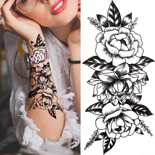 Luxury Black Forest Tiger Wolf Tattoo Sticker Temporary Tattoo Animals Colorful Big Tattoo Stickers For Mens Womens