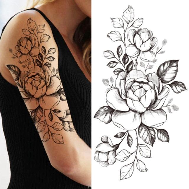 Luxury Black Forest Tiger Wolf Tattoo Sticker Temporary Tattoo Animals Colorful Big Tattoo Stickers For Mens Womens
