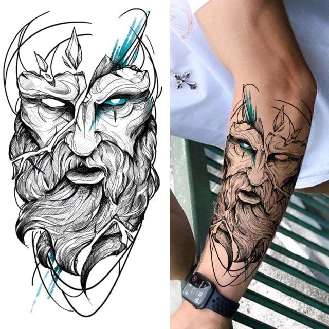 Luxury Black Forest Tiger Wolf Tattoo Sticker Temporary Tattoo Animals Colorful Big Tattoo Stickers For Mens Womens