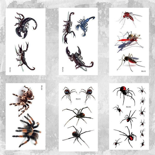 Luxury Men Women 3D Tattoo Waterproof Spider Sticker Realistic Design For Party Halloween
