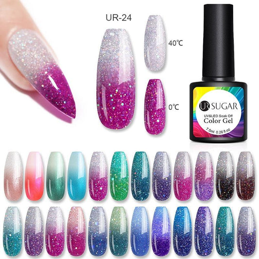 Luxury Modern Elegant Colorful Diamond Gel Nail Polish UV Temperature Color Changing Elegant Fashion Rainbow Colors For Womens