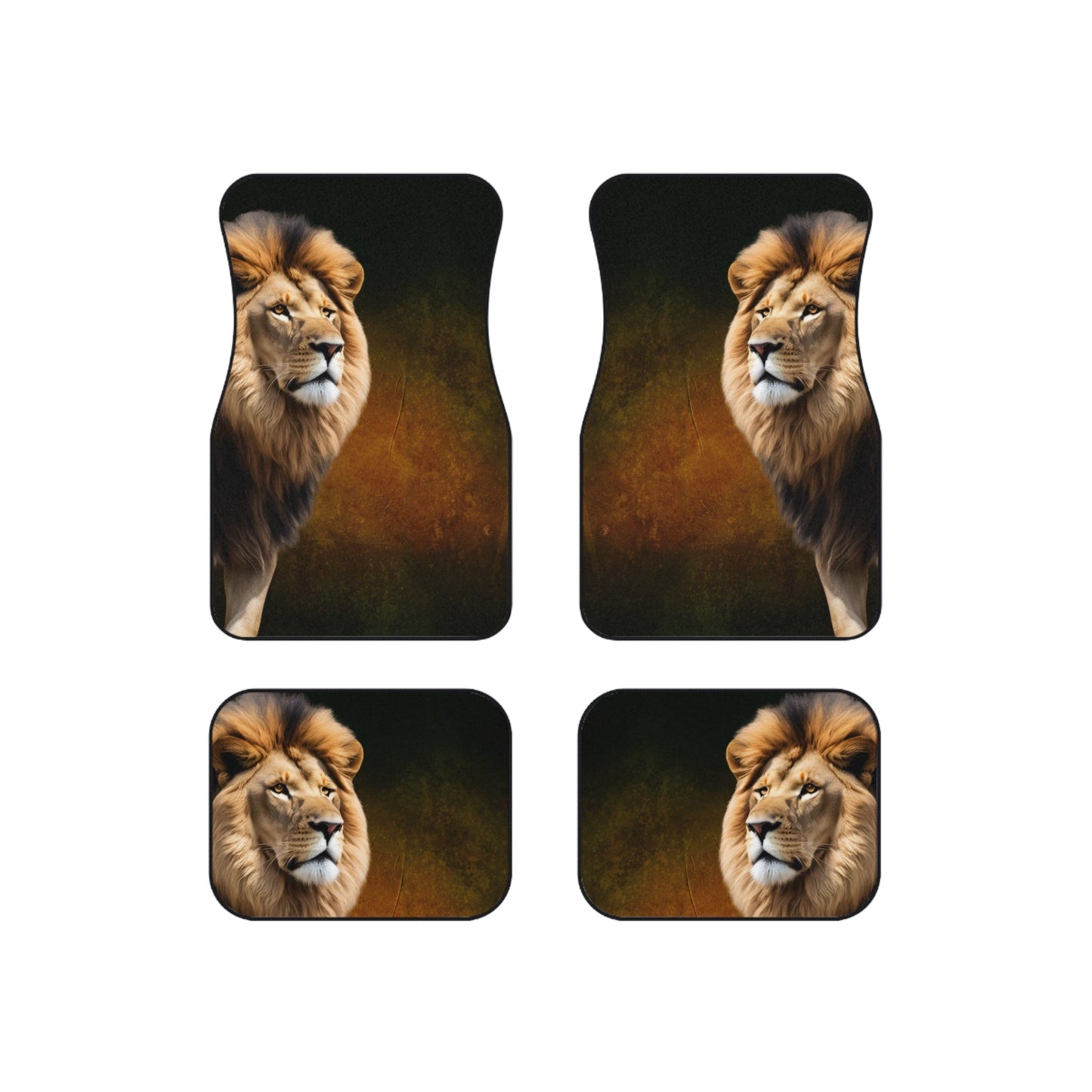 Majestic Lion Car Mats Set of 4 - Animal Print Auto Accessories for Car Enthusiasts