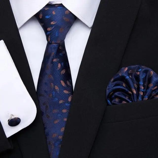 Men Elegant Red Silk Tie Classic Necktie Cufflinks Set Business Necktie With Handkerchief Perfect Match With Wedding Suit