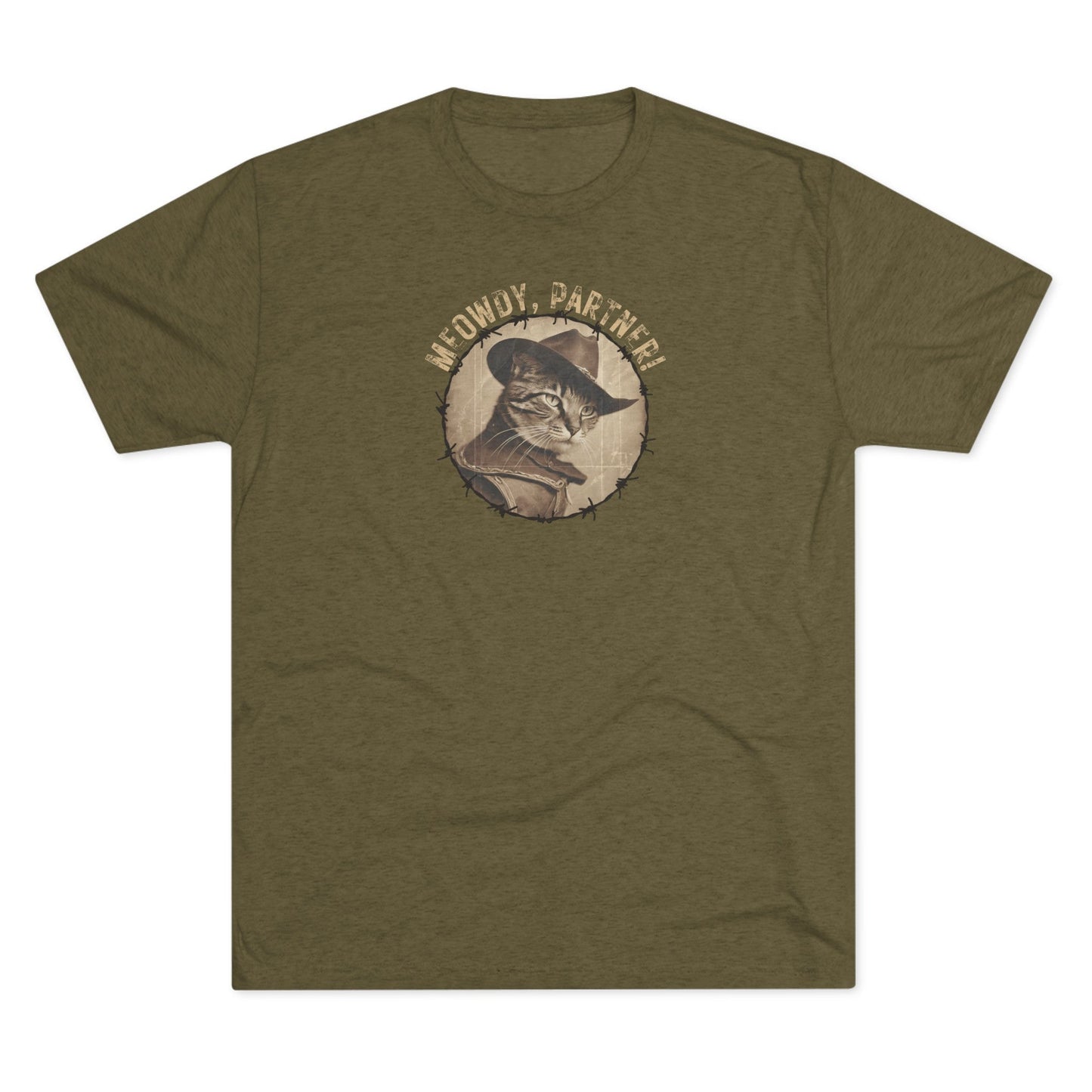 Meowdy Partner Tri-Blend Tee – Funny Cowboy Cat Western Shirt