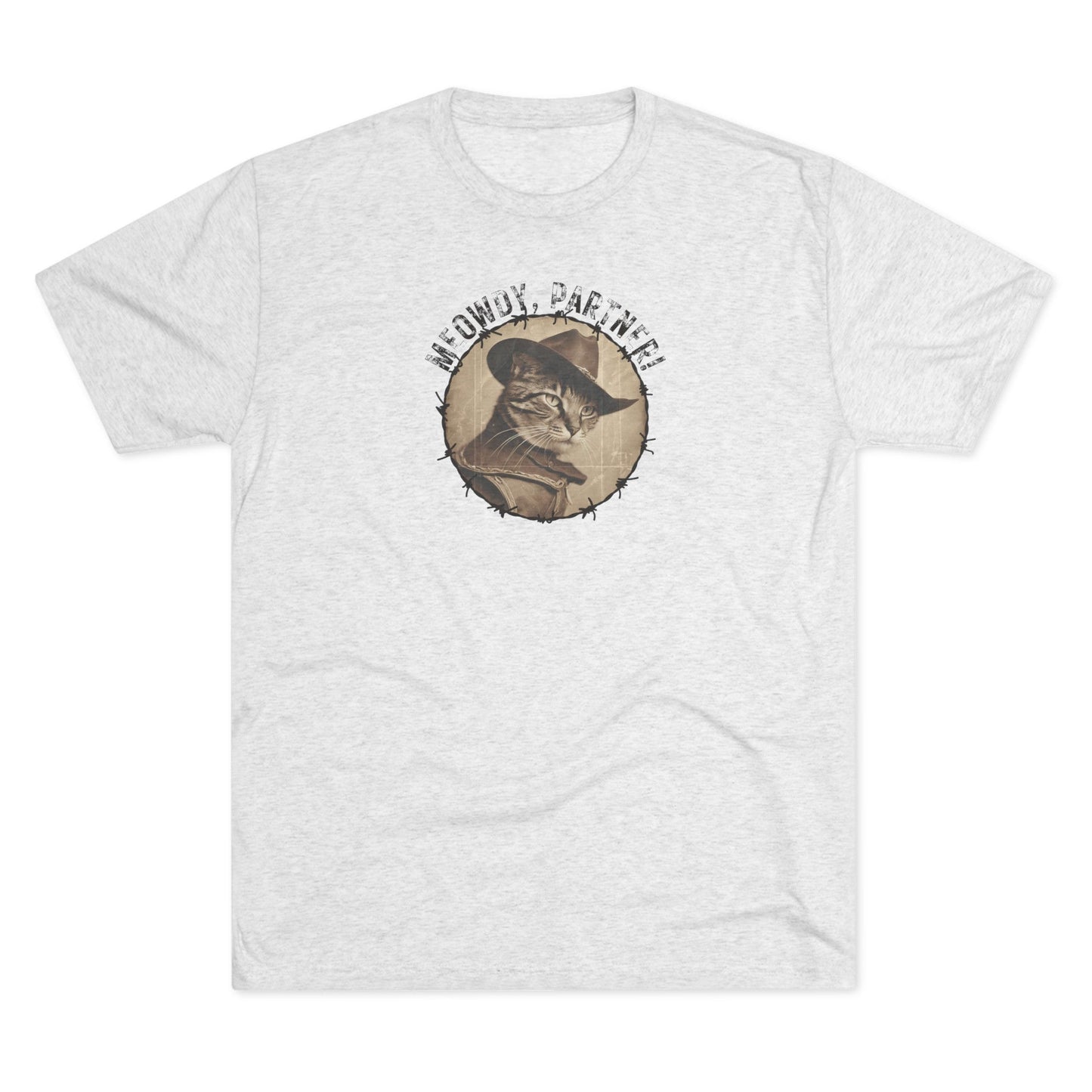Meowdy Partner Tri-Blend Tee – Funny Cowboy Cat Western Shirt
