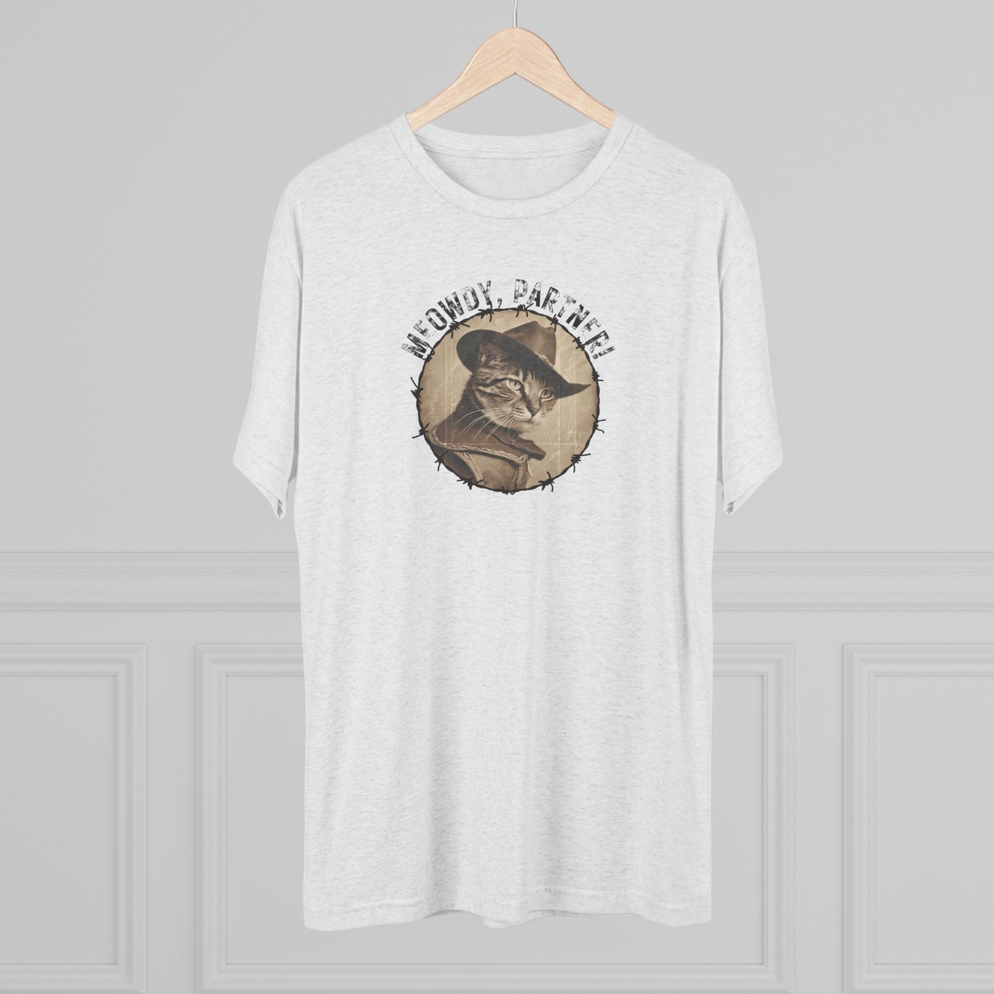 Meowdy Partner Tri-Blend Tee – Funny Cowboy Cat Western Shirt