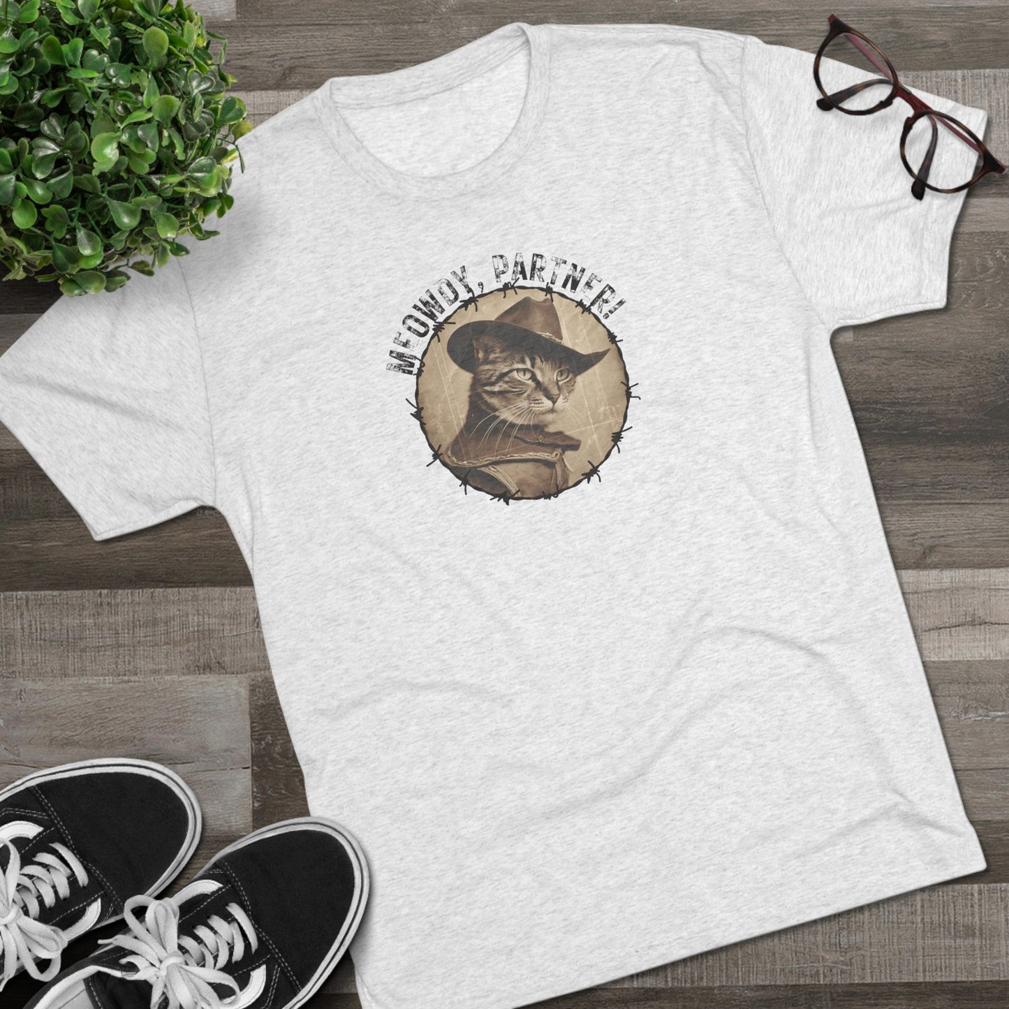 Meowdy Partner Tri-Blend Tee – Funny Cowboy Cat Western Shirt