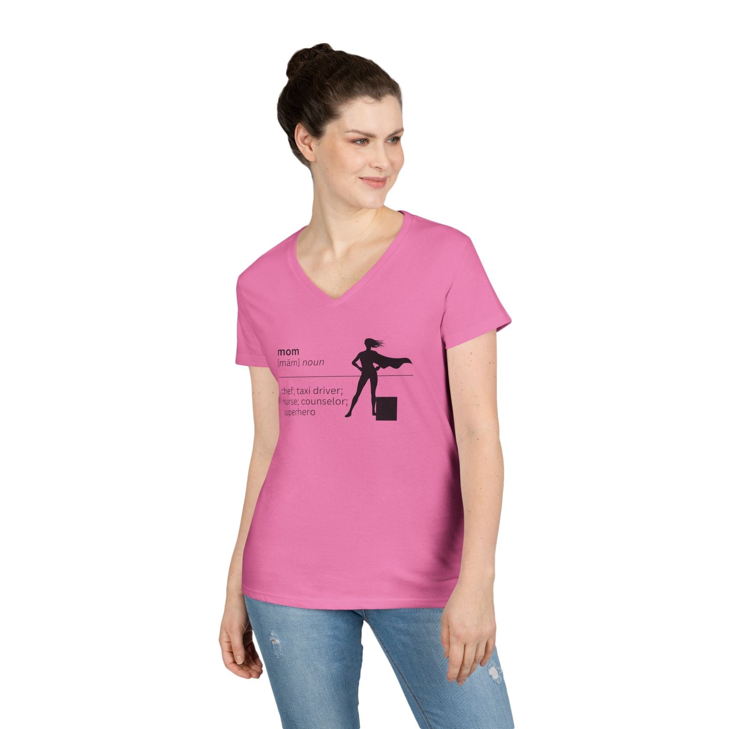 Mom Definition V-Neck T-Shirt - Superhero