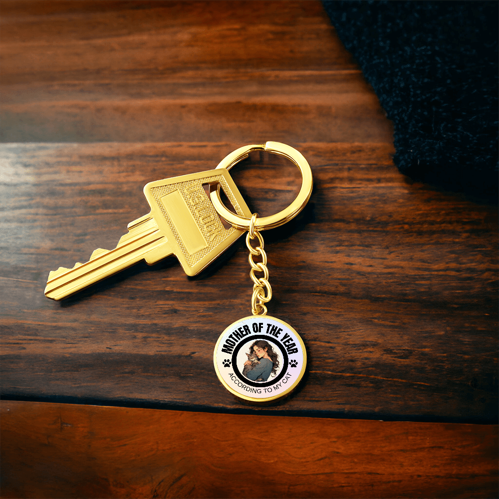 Mother of the Year Cat Keychain