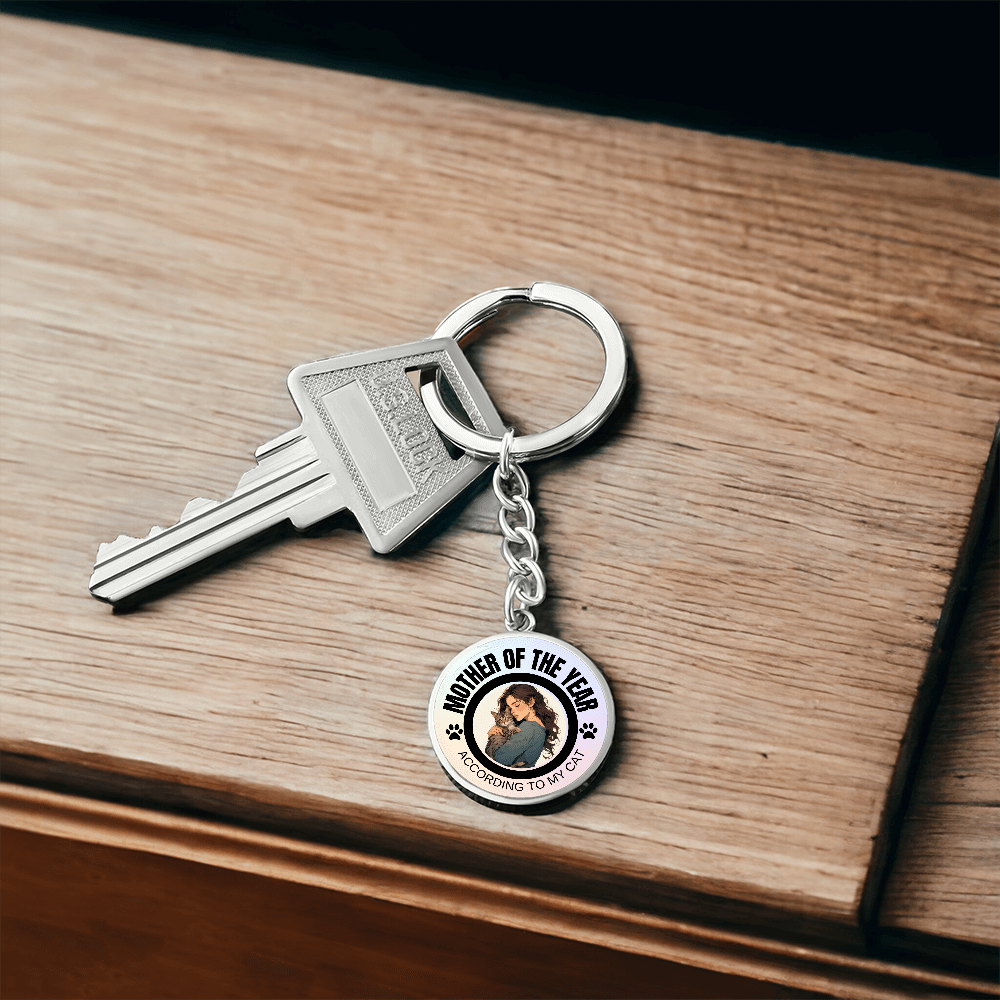 Mother of the Year Cat Keychain
