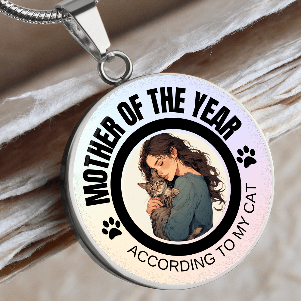 Mother of the Year Cat-Themed Necklace for Cat Lovers